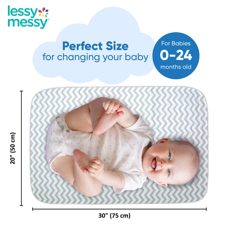 Lessy Messy Portable Diaper Changing Mat - Extra Large Waterproof Travel Changing Pad | Machine Washable & Dryer Safe | Wipeable Baby Changing Mat for Nursery, Car, & On-The-Go (Grey) - Image 3